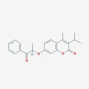 molecular formula C22H22O4 B4079076 3-isopropyl-4-methyl-7-(1-methyl-2-oxo-2-phenylethoxy)-2H-chromen-2-one 