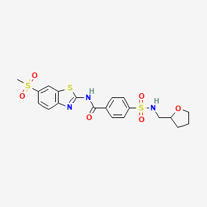 molecular formula C20H21N3O6S3 B4079084 N-[6-(methylsulfonyl)-1,3-benzothiazol-2-yl]-4-{[(tetrahydro-2-furanylmethyl)amino]sulfonyl}benzamide 