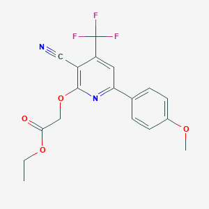 Ethyl {[3-cyano-6-(4-methoxyphenyl)-4-(trifluoromethyl)-2-pyridinyl]oxy}acetate