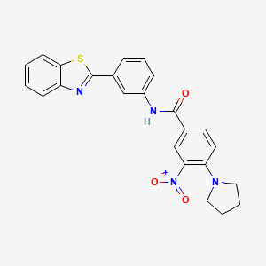 molecular formula C24H20N4O3S B4079094 N-[3-(1,3-benzothiazol-2-yl)phenyl]-3-nitro-4-(1-pyrrolidinyl)benzamide 