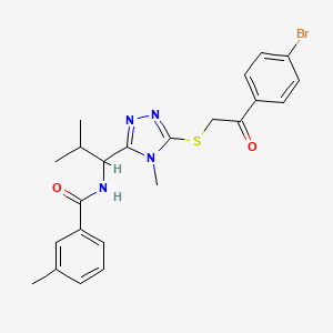 molecular formula C23H25BrN4O2S B4079107 N-[1-(5-{[2-(4-bromophenyl)-2-oxoethyl]thio}-4-methyl-4H-1,2,4-triazol-3-yl)-2-methylpropyl]-3-methylbenzamide 