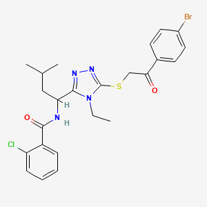 molecular formula C24H26BrClN4O2S B4079113 N-[1-(5-{[2-(4-bromophenyl)-2-oxoethyl]thio}-4-ethyl-4H-1,2,4-triazol-3-yl)-3-methylbutyl]-2-chlorobenzamide 