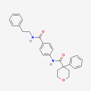 molecular formula C27H28N2O3 B4079136 4-phenyl-N-(4-{[(2-phenylethyl)amino]carbonyl}phenyl)tetrahydro-2H-pyran-4-carboxamide 
