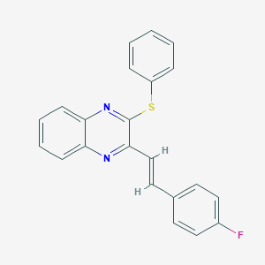 molecular formula C22H15FN2S B407914 3-[2-(4-Fluorophenyl)vinyl]-2-quinoxalinyl phenyl sulfide 
