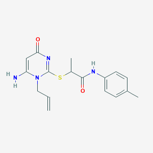 molecular formula C17H20N4O2S B4079167 2-[(1-allyl-6-amino-4-oxo-1,4-dihydro-2-pyrimidinyl)thio]-N-(4-methylphenyl)propanamide 