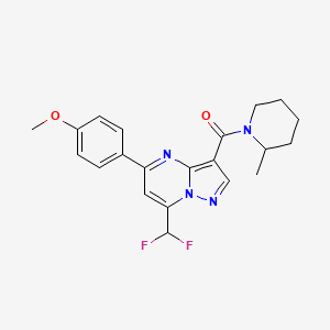 molecular formula C21H22F2N4O2 B4079183 7-(difluoromethyl)-5-(4-methoxyphenyl)-3-[(2-methyl-1-piperidinyl)carbonyl]pyrazolo[1,5-a]pyrimidine 