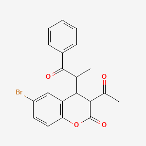 molecular formula C20H17BrO4 B4079196 3-acetyl-6-bromo-4-(1-methyl-2-oxo-2-phenylethyl)-2-chromanone 