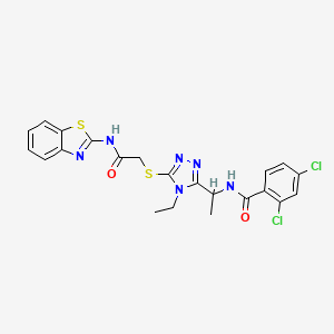 molecular formula C22H20Cl2N6O2S2 B4079204 N-[1-(5-{[2-(1,3-benzothiazol-2-ylamino)-2-oxoethyl]thio}-4-ethyl-4H-1,2,4-triazol-3-yl)ethyl]-2,4-dichlorobenzamide 