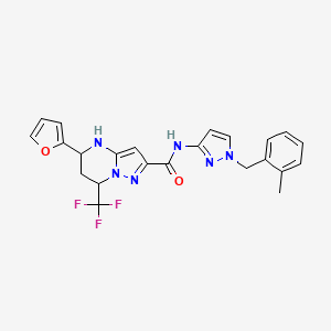 molecular formula C23H21F3N6O2 B4079233 5-(2-furyl)-N-[1-(2-methylbenzyl)-1H-pyrazol-3-yl]-7-(trifluoromethyl)-4,5,6,7-tetrahydropyrazolo[1,5-a]pyrimidine-2-carboxamide 