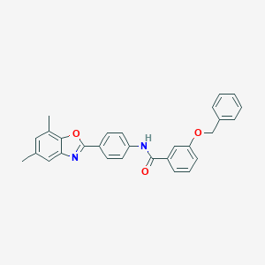 3-(benzyloxy)-N-[4-(5,7-dimethyl-1,3-benzoxazol-2-yl)phenyl]benzamide