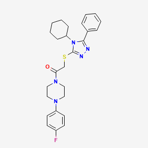 molecular formula C26H30FN5OS B4079242 1-{[(4-cyclohexyl-5-phenyl-4H-1,2,4-triazol-3-yl)thio]acetyl}-4-(4-fluorophenyl)piperazine 