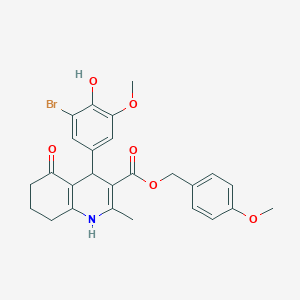 4-Methoxybenzyl 4-(3-bromo-4-hydroxy-5-methoxyphenyl)-2-methyl-5-oxo-1,4,5,6,7,8-hexahydro-3-quinolinecarboxylate