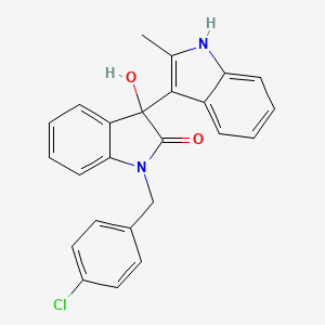 molecular formula C24H19ClN2O2 B4079275 1'-(4-chlorobenzyl)-3'-hydroxy-2-methyl-1',3'-dihydro-1H,2'H-3,3'-biindol-2'-one 