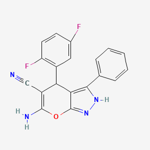 molecular formula C19H12F2N4O B4079280 6-amino-4-(2,5-difluorophenyl)-3-phenyl-1,4-dihydropyrano[2,3-c]pyrazole-5-carbonitrile 