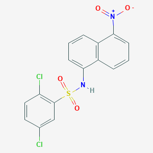 molecular formula C16H10Cl2N2O4S B4079288 2,5-dichloro-N-(5-nitro-1-naphthyl)benzenesulfonamide 