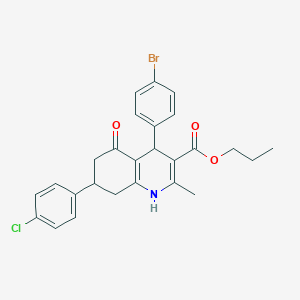 molecular formula C26H25BrClNO3 B407929 Propyl 4-(4-bromophenyl)-7-(4-chlorophenyl)-2-methyl-5-oxo-1,4,5,6,7,8-hexahydro-3-quinolinecarboxylate 