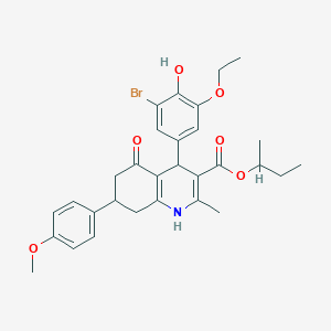 molecular formula C30H34BrNO6 B407931 Sec-butyl 4-(3-bromo-5-ethoxy-4-hydroxyphenyl)-7-(4-methoxyphenyl)-2-methyl-5-oxo-1,4,5,6,7,8-hexahydro-3-quinolinecarboxylate 