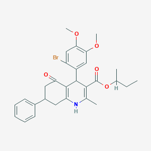 molecular formula C29H32BrNO5 B407932 Sec-butyl 4-(2-bromo-4,5-dimethoxyphenyl)-2-methyl-5-oxo-7-phenyl-1,4,5,6,7,8-hexahydro-3-quinolinecarboxylate 
