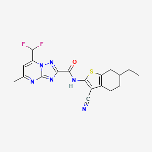 molecular formula C19H18F2N6OS B4079326 N-(3-cyano-6-ethyl-4,5,6,7-tetrahydro-1-benzothien-2-yl)-7-(difluoromethyl)-5-methyl[1,2,4]triazolo[1,5-a]pyrimidine-2-carboxamide 