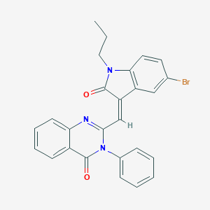 molecular formula C26H20BrN3O2 B407933 2-[(5-bromo-2-oxo-1-propyl-1,2-dihydro-3H-indol-3-ylidene)methyl]-3-phenyl-4(3H)-quinazolinone CAS No. 334506-91-1