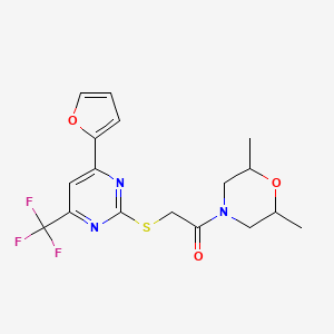 molecular formula C17H18F3N3O3S B4079330 4-({[4-(2-furyl)-6-(trifluoromethyl)-2-pyrimidinyl]thio}acetyl)-2,6-dimethylmorpholine 