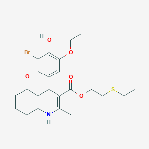 molecular formula C23H28BrNO5S B407934 2-ethylsulfanylethyl 4-(3-bromo-5-ethoxy-4-hydroxyphenyl)-2-methyl-5-oxo-4,6,7,8-tetrahydro-1H-quinoline-3-carboxylate CAS No. 5722-69-0