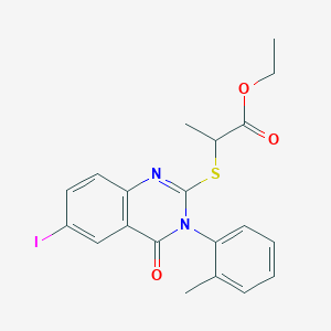 molecular formula C20H19IN2O3S B4079344 ethyl 2-{[6-iodo-3-(2-methylphenyl)-4-oxo-3,4-dihydro-2-quinazolinyl]thio}propanoate 