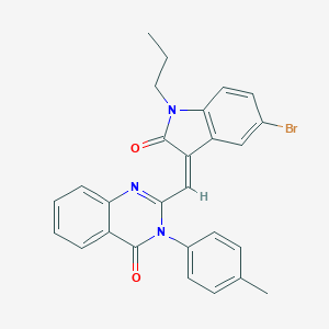 molecular formula C27H22BrN3O2 B407935 2-[(Z)-(5-bromo-2-oxo-1-propylindol-3-ylidene)methyl]-3-(4-methylphenyl)quinazolin-4-one CAS No. 334506-92-2