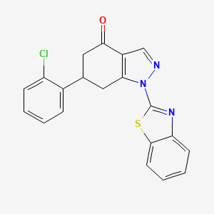 molecular formula C20H14ClN3OS B4079352 1-(1,3-benzothiazol-2-yl)-6-(2-chlorophenyl)-1,5,6,7-tetrahydro-4H-indazol-4-one 