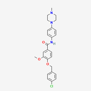 molecular formula C26H28ClN3O3 B4079382 4-[(4-chlorobenzyl)oxy]-3-methoxy-N-[4-(4-methyl-1-piperazinyl)phenyl]benzamide 
