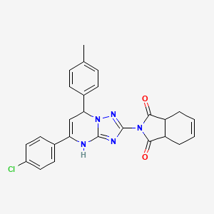 molecular formula C26H22ClN5O2 B4079393 2-[5-(4-chlorophenyl)-7-(4-methylphenyl)-4,7-dihydro[1,2,4]triazolo[1,5-a]pyrimidin-2-yl]-3a,4,7,7a-tetrahydro-1H-isoindole-1,3(2H)-dione 