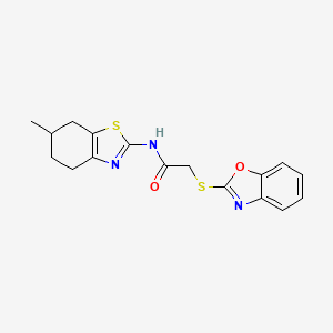 molecular formula C17H17N3O2S2 B4079411 2-(1,3-benzoxazol-2-ylthio)-N-(6-methyl-4,5,6,7-tetrahydro-1,3-benzothiazol-2-yl)acetamide 