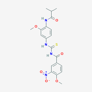 molecular formula C20H22N4O6S B4079443 N-({[4-(isobutyrylamino)-3-methoxyphenyl]amino}carbonothioyl)-4-methoxy-3-nitrobenzamide 