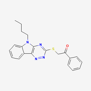 molecular formula C21H20N4OS B4079450 2-[(5-butyl-5H-[1,2,4]triazino[5,6-b]indol-3-yl)thio]-1-phenylethanone 