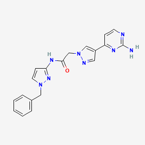 molecular formula C19H18N8O B4079477 2-[4-(2-aminopyrimidin-4-yl)-1H-pyrazol-1-yl]-N-(1-benzyl-1H-pyrazol-3-yl)acetamide 