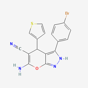 molecular formula C17H11BrN4OS B4079483 6-amino-3-(4-bromophenyl)-4-(3-thienyl)-1,4-dihydropyrano[2,3-c]pyrazole-5-carbonitrile 