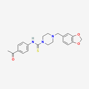 molecular formula C21H23N3O3S B4079497 N-(4-acetylphenyl)-4-(1,3-benzodioxol-5-ylmethyl)-1-piperazinecarbothioamide 