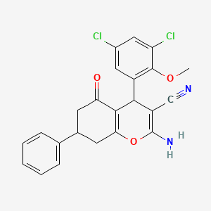 molecular formula C23H18Cl2N2O3 B4079504 2-amino-4-(3,5-dichloro-2-methoxyphenyl)-5-oxo-7-phenyl-5,6,7,8-tetrahydro-4H-chromene-3-carbonitrile 