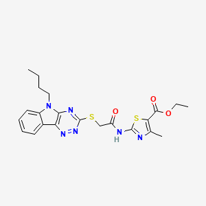 molecular formula C22H24N6O3S2 B4079522 ethyl 2-({[(5-butyl-5H-[1,2,4]triazino[5,6-b]indol-3-yl)thio]acetyl}amino)-4-methyl-1,3-thiazole-5-carboxylate 