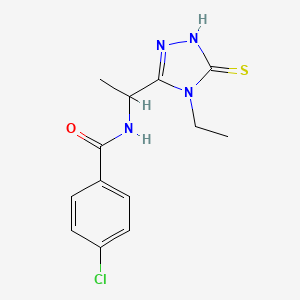 molecular formula C13H15ClN4OS B4079525 4-chloro-N-[1-(4-ethyl-5-mercapto-4H-1,2,4-triazol-3-yl)ethyl]benzamide 