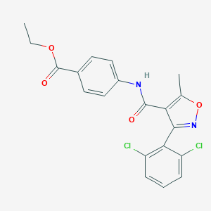 molecular formula C20H16Cl2N2O4 B407955 Ethyl 4-({[3-(2,6-dichlorophenyl)-5-methylisoxazol-4-yl]carbonyl}amino)benzoate CAS No. 331848-06-7