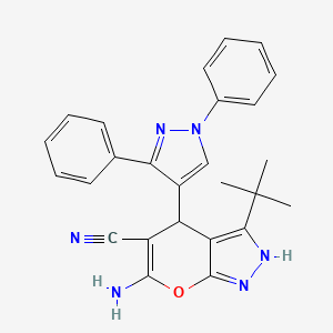 molecular formula C26H24N6O B4079599 6-amino-3-tert-butyl-4-(1,3-diphenyl-1H-pyrazol-4-yl)-1,4-dihydropyrano[2,3-c]pyrazole-5-carbonitrile 