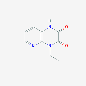 molecular formula C9H9N3O2 B040796 Pyrido[2,3-b]pyrazine-2,3-dione, 4-ethyl-1,4-dihydro-(9CI) CAS No. 118470-93-2