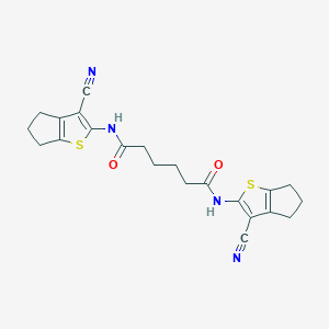 molecular formula C22H22N4O2S2 B407960 N,N'-bis(3-cyano-5,6-dihydro-4H-cyclopenta[b]thiophen-2-yl)hexanediamide 