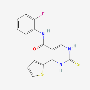 molecular formula C16H14FN3OS2 B4079606 N-(2-fluorophenyl)-6-methyl-4-(2-thienyl)-2-thioxo-1,2,3,4-tetrahydro-5-pyrimidinecarboxamide 