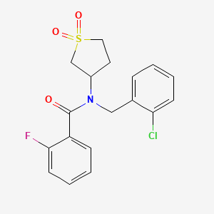 molecular formula C18H17ClFNO3S B4079620 N-(2-chlorobenzyl)-N-(1,1-dioxidotetrahydro-3-thienyl)-2-fluorobenzamide 