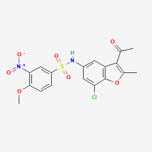 molecular formula C18H15ClN2O7S B4079645 N-(3-acetyl-7-chloro-2-methyl-1-benzofuran-5-yl)-4-methoxy-3-nitrobenzenesulfonamide 