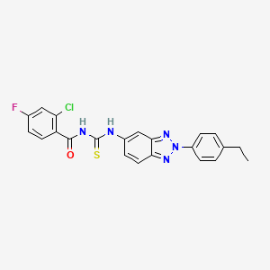 molecular formula C22H17ClFN5OS B4079649 2-chloro-N-({[2-(4-ethylphenyl)-2H-1,2,3-benzotriazol-5-yl]amino}carbonothioyl)-4-fluorobenzamide 