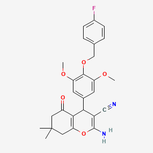 molecular formula C27H27FN2O5 B4079662 2-amino-4-{4-[(4-fluorobenzyl)oxy]-3,5-dimethoxyphenyl}-7,7-dimethyl-5-oxo-5,6,7,8-tetrahydro-4H-chromene-3-carbonitrile 