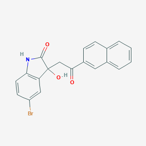 molecular formula C20H14BrNO3 B407967 5-bromo-3-hydroxy-3-[2-(2-naphthyl)-2-oxoethyl]-1,3-dihydro-2H-indol-2-one 